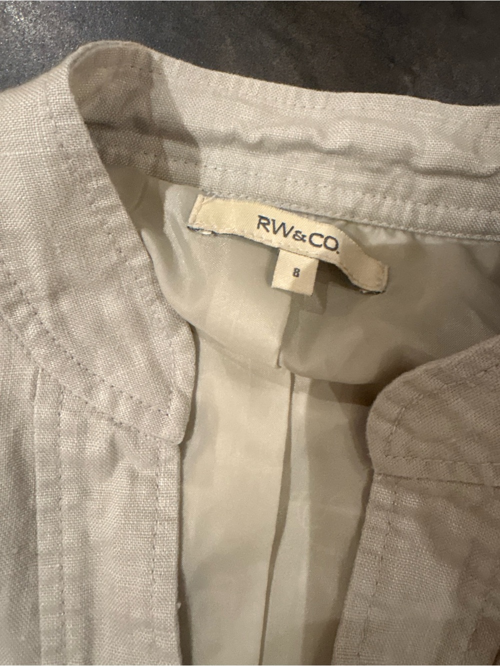 RW&CO. Beige Tie-Waist Linen Blend Top 8 - Picture 4 of 8